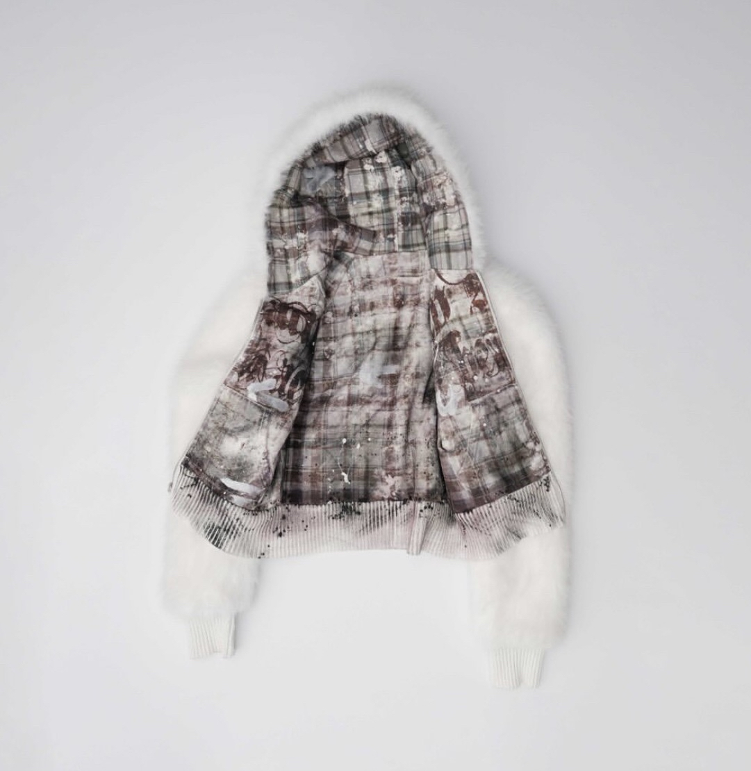 Oazo Label Reversible Hoodie Plaid Side
