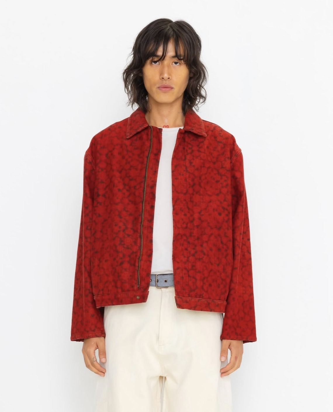 Tone Deaf Studios Red Hand Block Printed Jacket Front