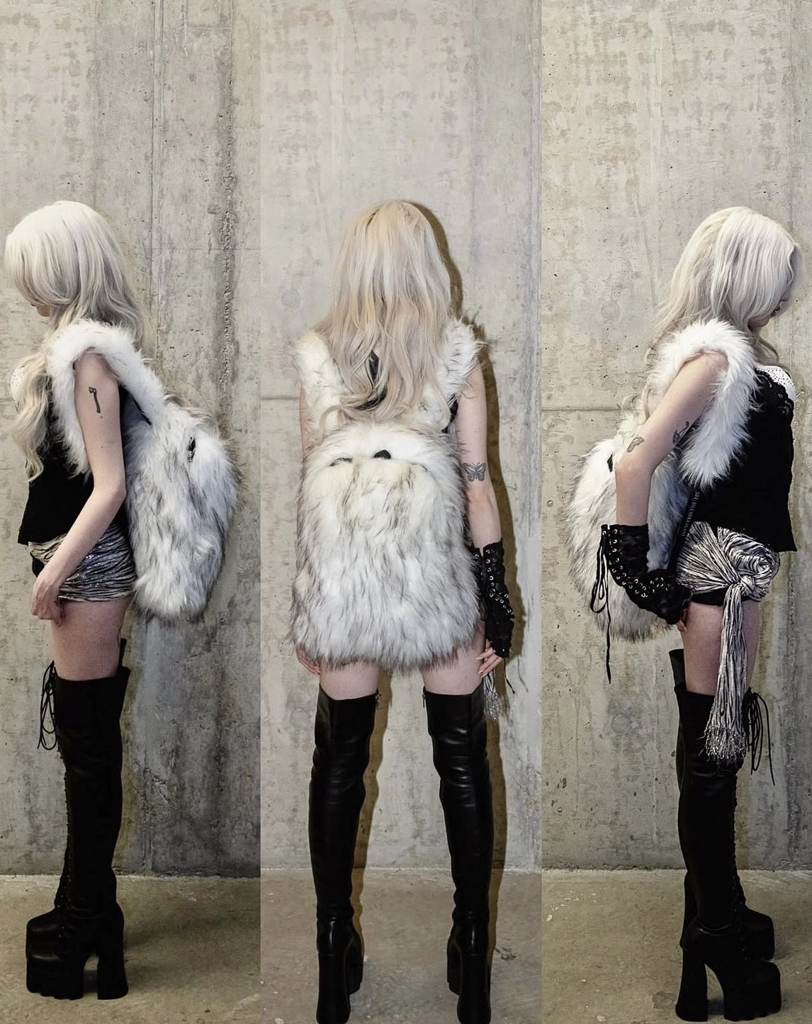 Jayycerr Customs White Fur Backpack Front